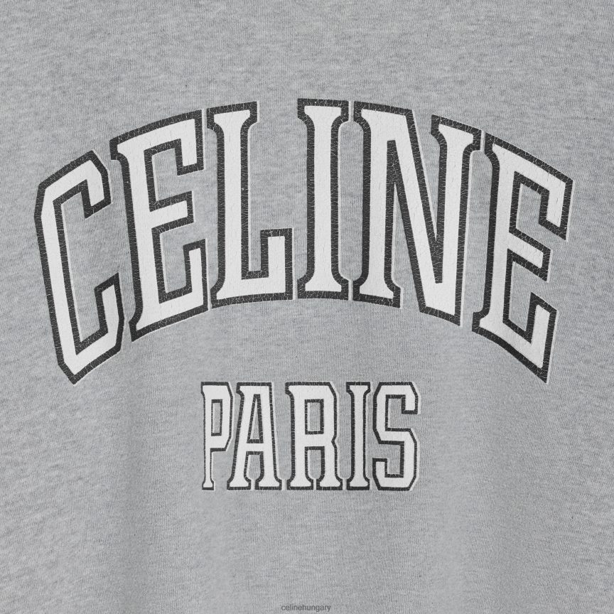 ruházat CELINE párizsi bő pulóver pamut polárból szürke/fekete/törtfehér nők J6P488672