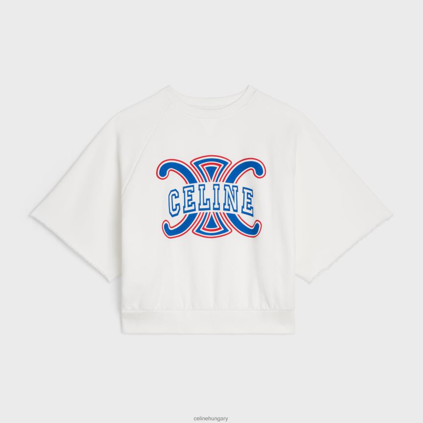 ruházat CELINE triomphe pulóver pamut polárból fehér/piros/kék nők J6P488782