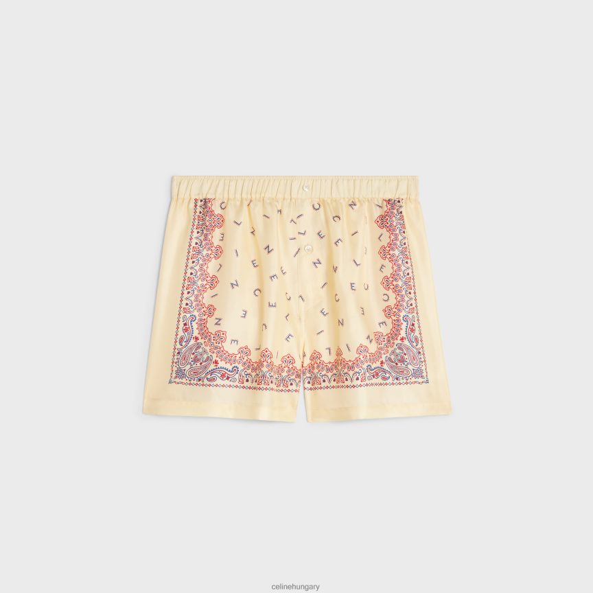 ruházat CELINE folyékony rövidnadrág selyem twillből jaune/rouge/bleu nők J6P488895