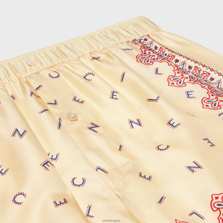 ruházat CELINE folyékony rövidnadrág selyem twillből jaune/rouge/bleu nők J6P488895