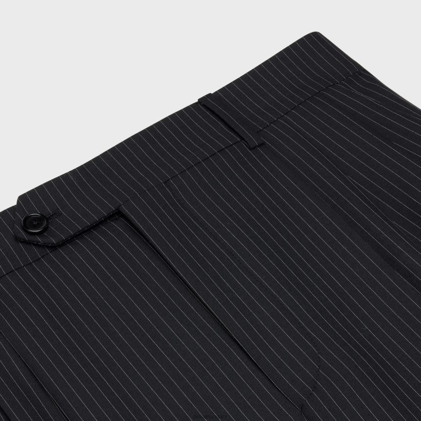 ruházat CELINE hármas redős rövidnadrág csíkos gyapjúból noir/craie nők J6P488877