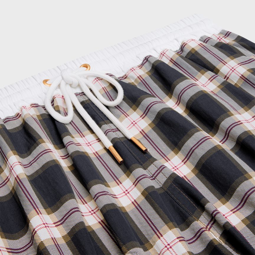 ruházat CELINE mini rövidnadrág kockás panamában antracit/craie/rouge nők J6P488683