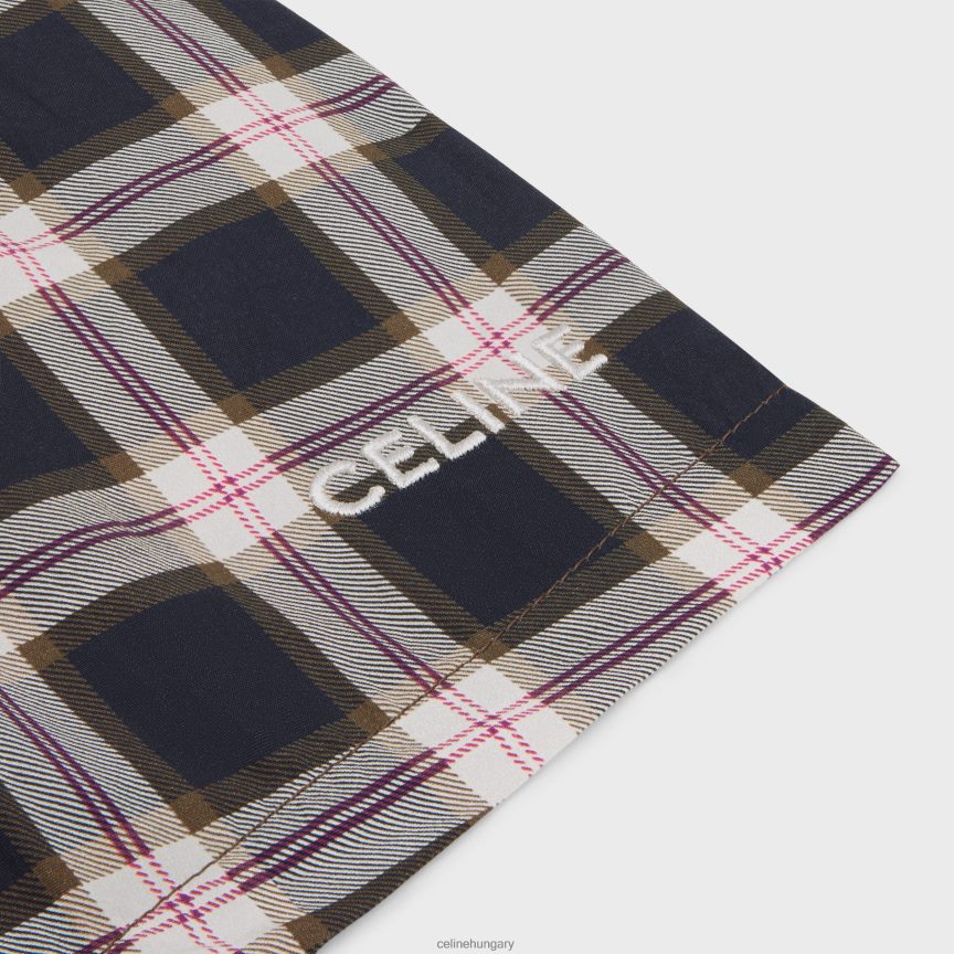 ruházat CELINE mini rövidnadrág kockás panamában antracit/craie/rouge nők J6P488683