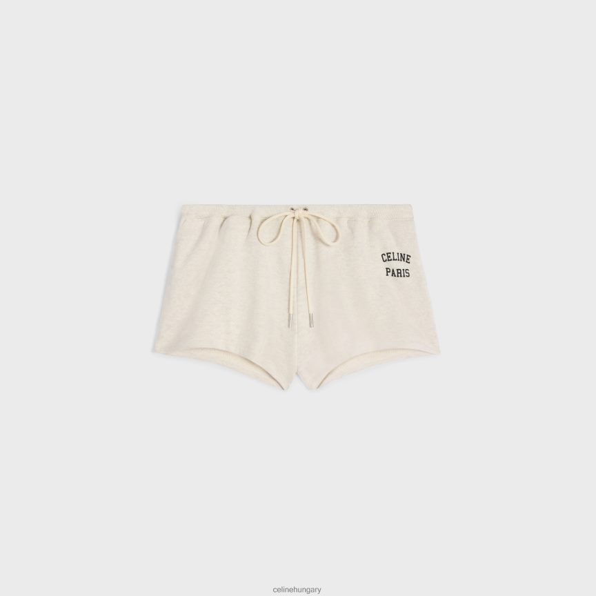 ruházat CELINE párizsi mini rövidnadrág pamut polárból krém/fekete nők J6P488598
