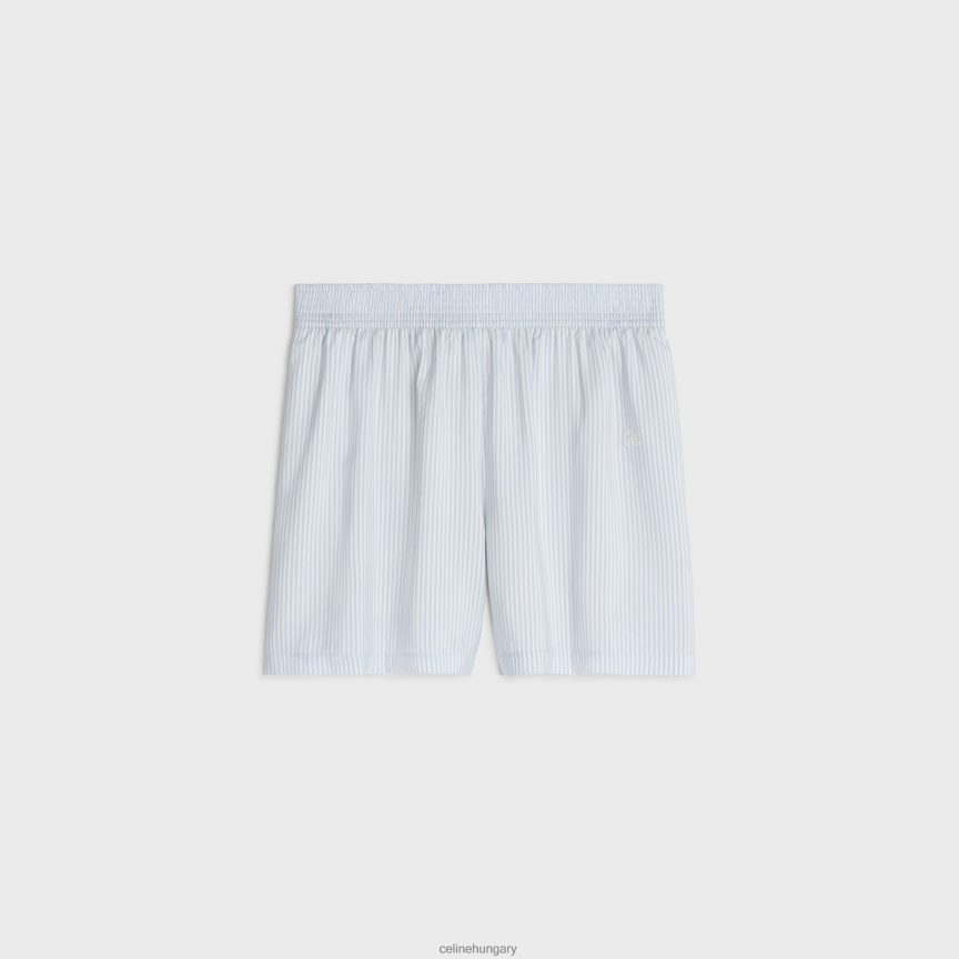 ruházat CELINE pizsama rövidnadrág csíkos selyemből blanc/bleu ciel nők J6P488887