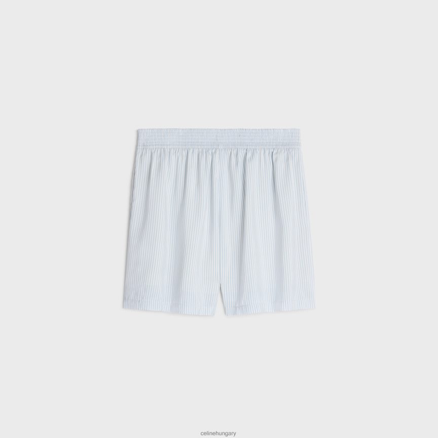 ruházat CELINE pizsama rövidnadrág csíkos selyemből blanc/bleu ciel nők J6P488887
