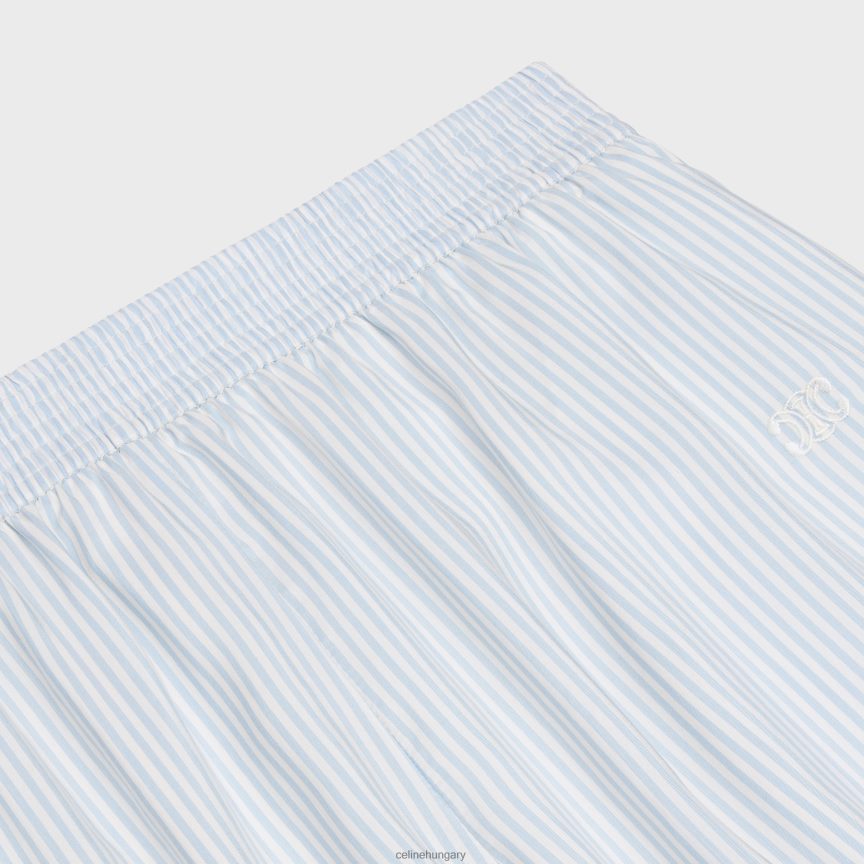 ruházat CELINE pizsama rövidnadrág csíkos selyemből blanc/bleu ciel nők J6P488887