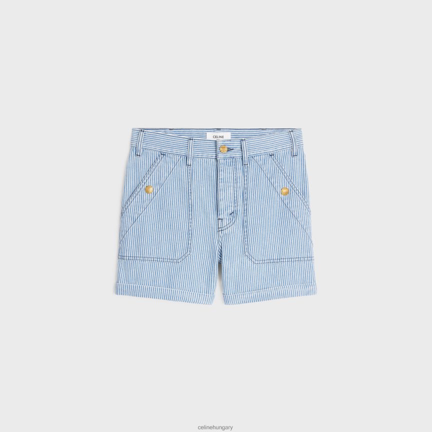 ruházat CELINE suzanne rövidnadrág pamut hickory anyagból hullámmosás nők J6P488894