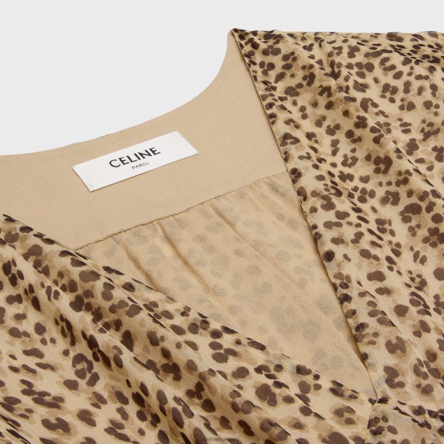 ruházat CELINE Babydoll mini ruha selyem muszlinból vanília/marron nők J6P488655