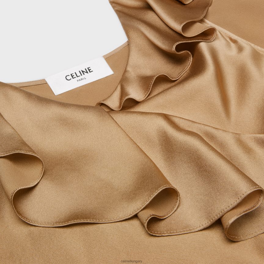 ruházat CELINE aszimmetrikus fehérneműruha szatén krepp anyagból mordore nők J6P488806