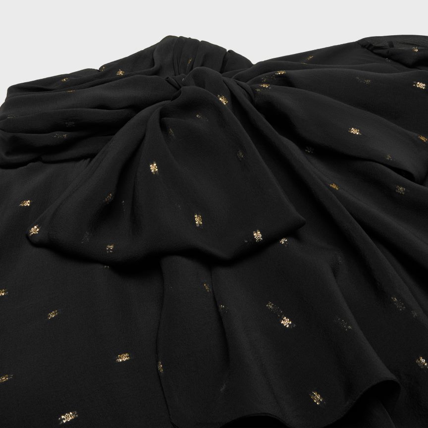 ruházat CELINE babydoll ruha selyem georgette-ből noir/vagy nők J6P488651