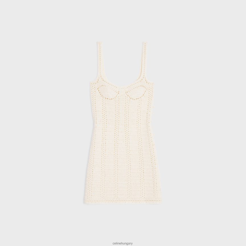 ruházat CELINE bustier mini ruha horgolt pamutból törtfehér nők J6P488791