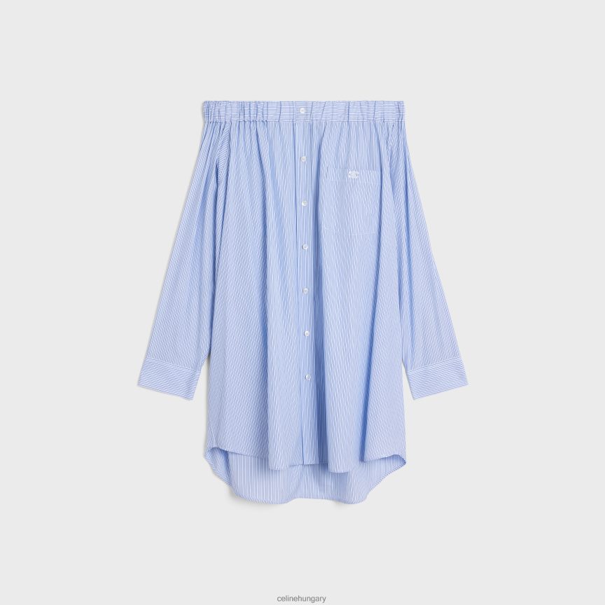 ruházat CELINE csíkos pamut ingruha craie/bleu nők J6P488799