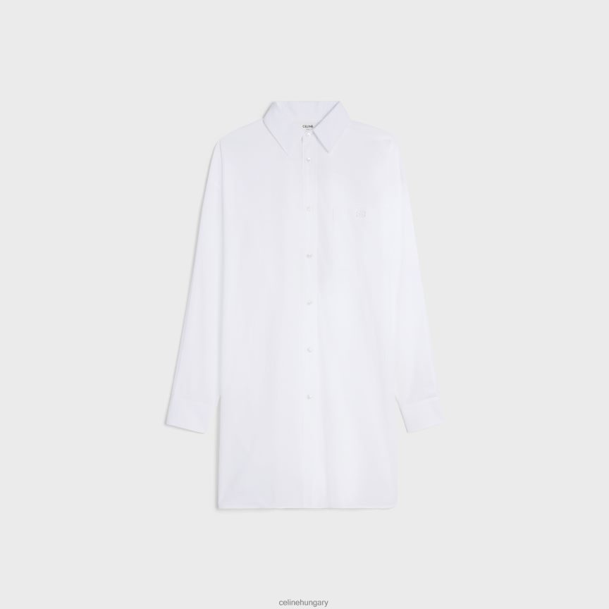 ruházat CELINE festő ing ruha pamutbatiszt fehér nők J6P488798