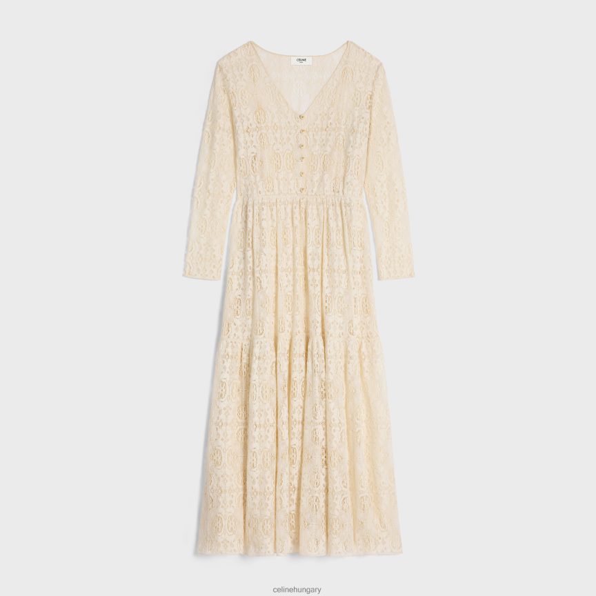 ruházat CELINE hosszú horgolt pamut ruha craie nők J6P488584
