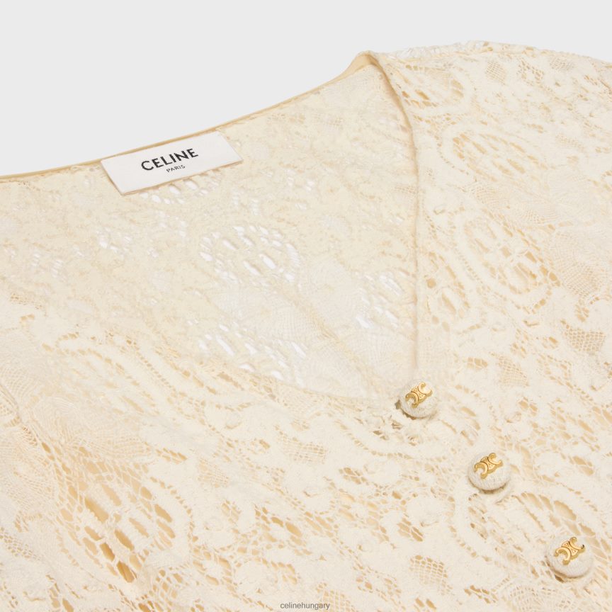 ruházat CELINE hosszú horgolt pamut ruha craie nők J6P488584