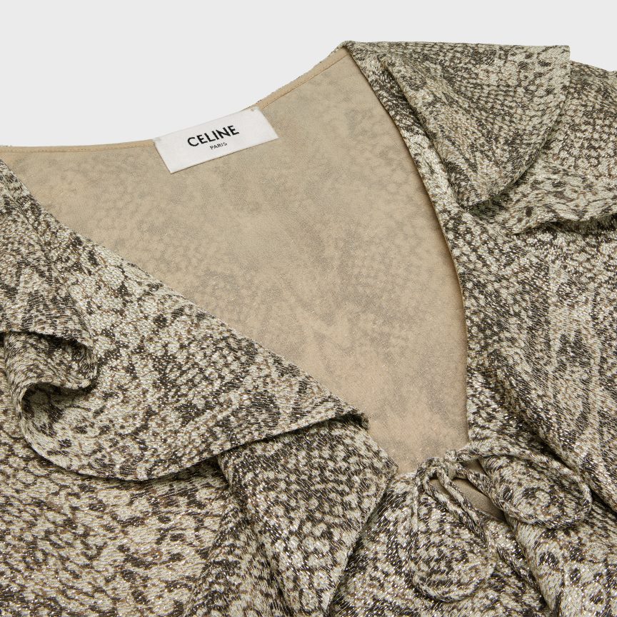 ruházat CELINE jabot mini ruha krepp lame bézs/marron nők J6P488653