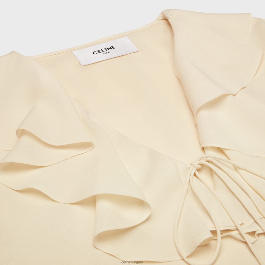 ruházat CELINE jabot ruha könnyű selyem sable anyagból krém nők J6P488802