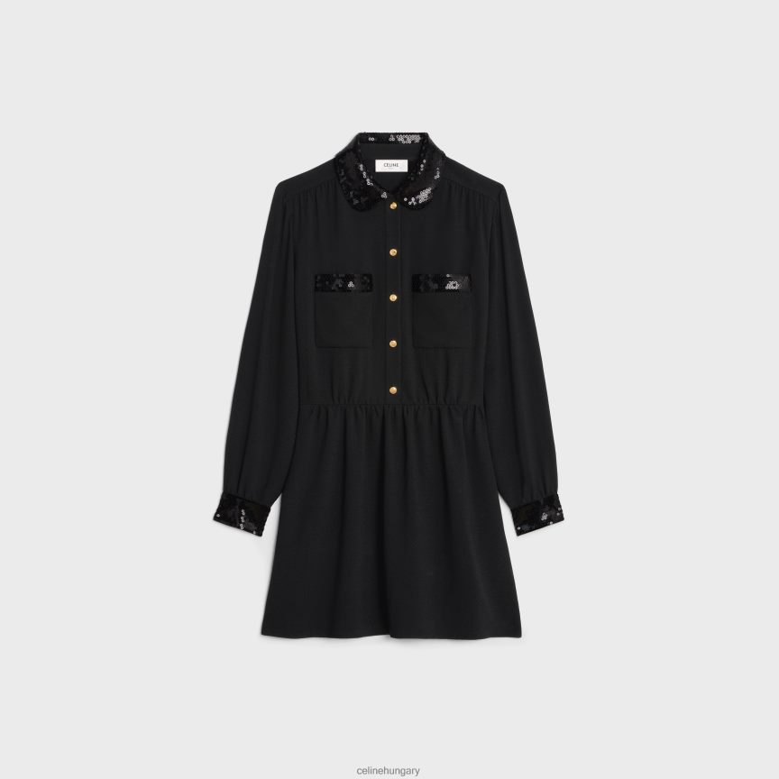 ruházat CELINE munkaruha mini ruha viszkóz sable fekete nők J6P488652