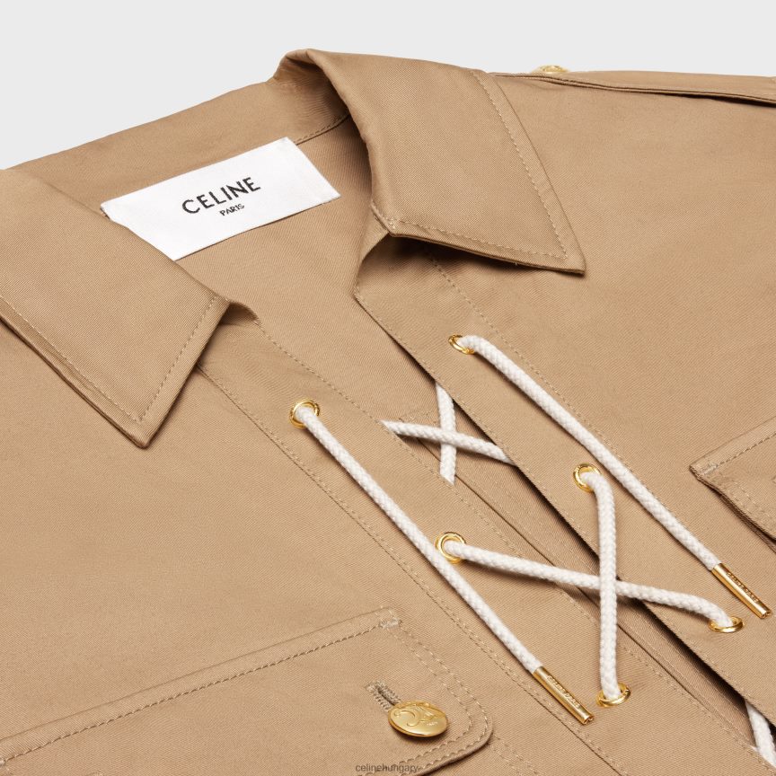 ruházat CELINE saharienne mini ruha pamutvászonból zsinór nők J6P488797