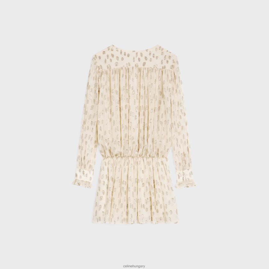 ruházat CELINE összegyűjtött mini ruha fil kupés selyem béna vanília nők J6P488796