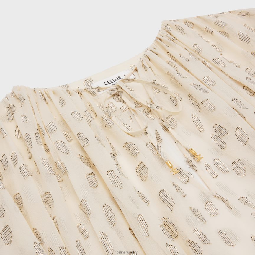 ruházat CELINE összegyűjtött mini ruha fil kupés selyem béna vanília nők J6P488796