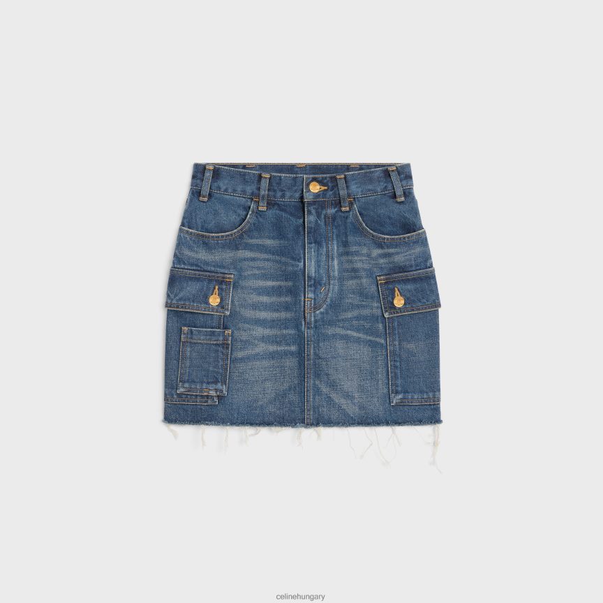 ruházat CELINE cargo mini szoknya farmerből sötét unió mosás nők J6P488823