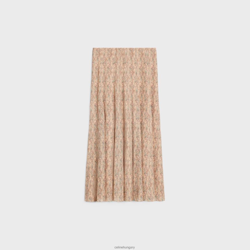 ruházat CELINE hajtogatott szoknya viszkóz georgette-ből craie/abricot/bleu nők J6P488810