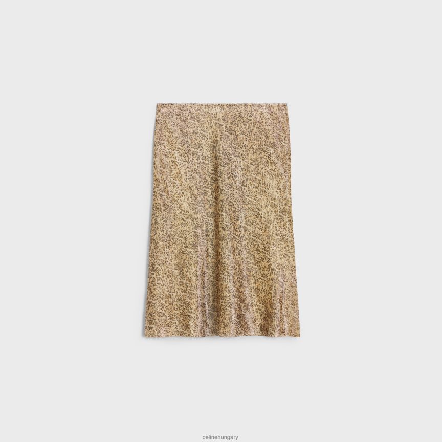 ruházat CELINE kapálós szoknya selyemgeorgette-ből leopárd/argent nők J6P488660