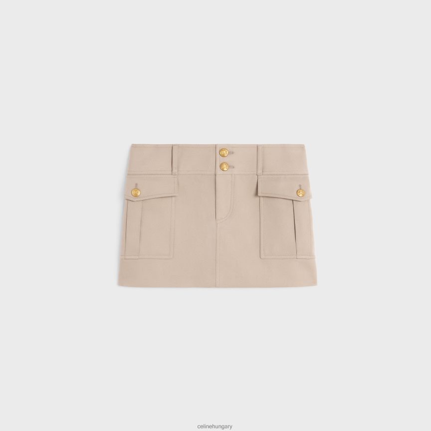 ruházat CELINE katonai trapéz szoknya átlós gyapjúból brit bézs nők J6P488816