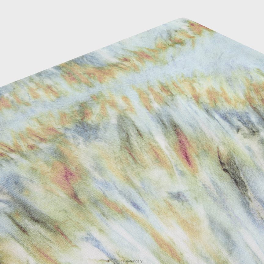 ruházat CELINE midi szoknya selyem georgette-ből kék grunge/terrakotta/khaki nők J6P488586