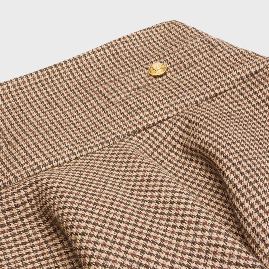 ruházat CELINE miniszoknya dupla vadászfogú gyapjúból bordó/bézs/fekete nők J6P488814