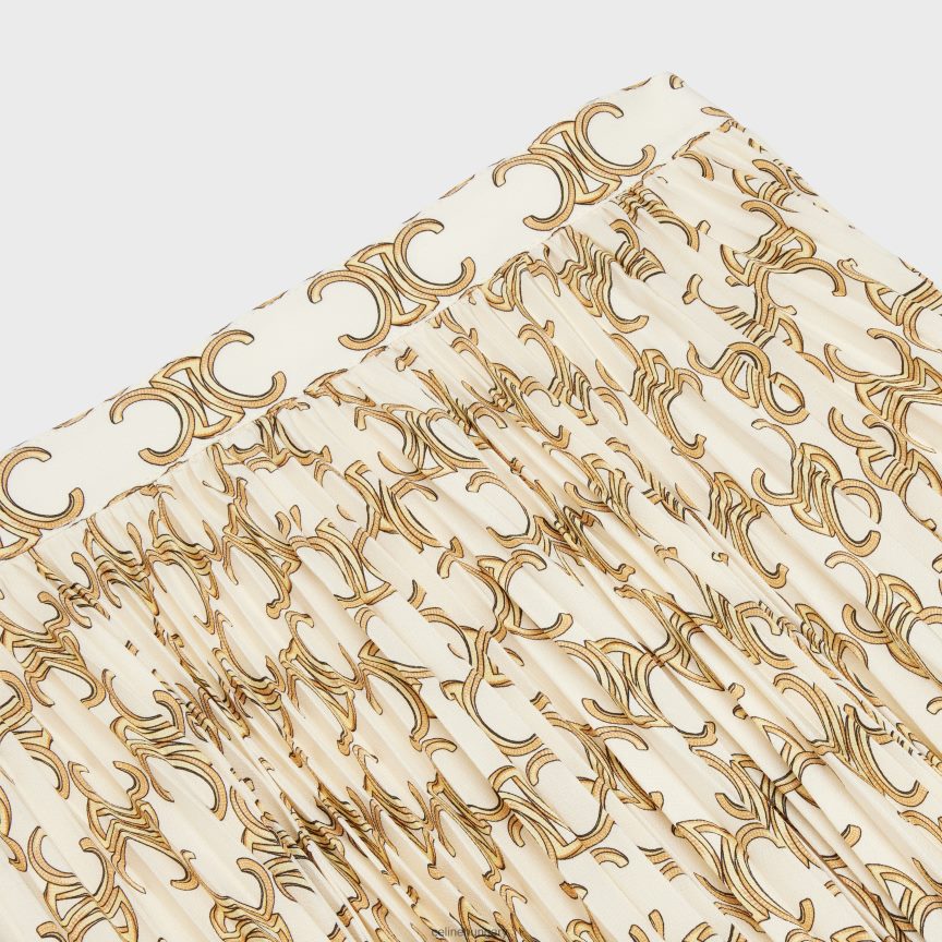 ruházat CELINE napsütötte krepp de chine szoknya krém/vagy nők J6P488811