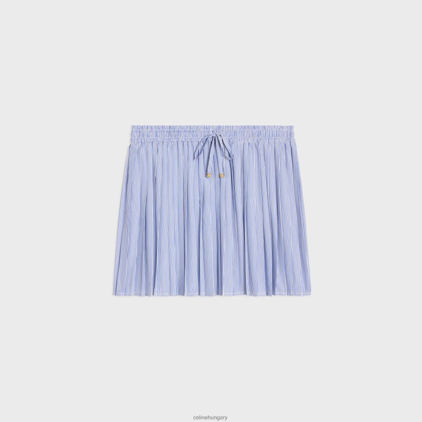 ruházat CELINE redős pizsamaszoknya csíkos pamutból blanc/tengeri nők J6P488826