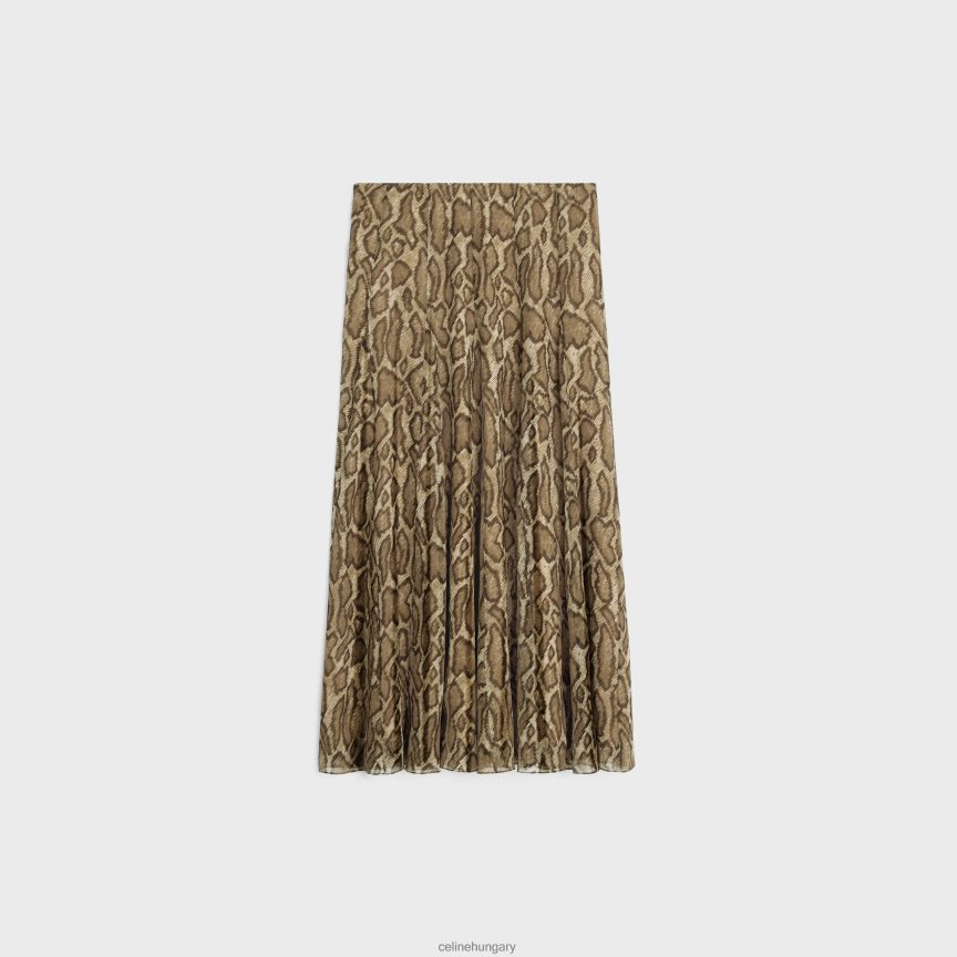 ruházat CELINE redős szoknya selyemgeorgette-ből khaki/barna nők J6P488809