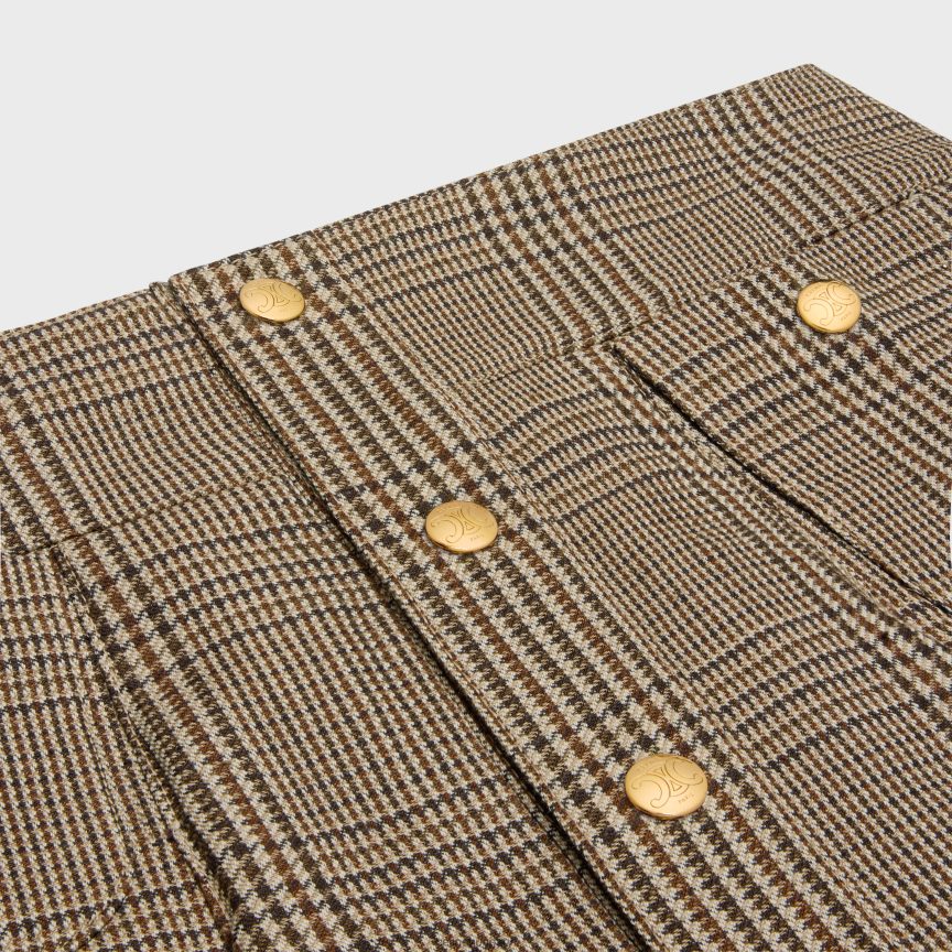 ruházat CELINE redőzött bandeau miniszoknya lenből és gyapjúból bézs/marron/karamella nők J6P488557