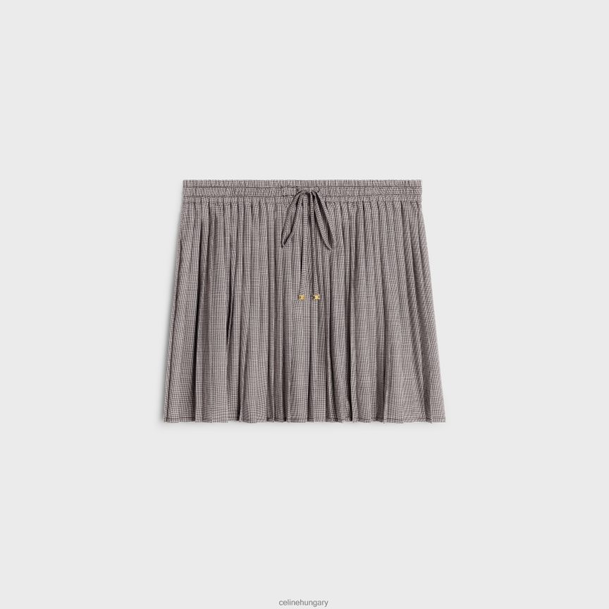 ruházat CELINE redőzött pizsama miniszoknya gyapjúból és selyemből elefántcsont/ebene nők J6P488825