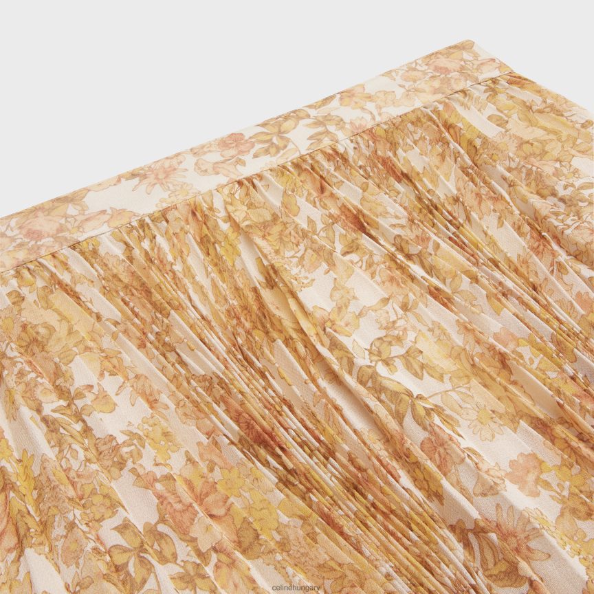 ruházat CELINE szoknya napfényes redőkkel selyemgeorgette-ből ecru/jaune nők J6P488587