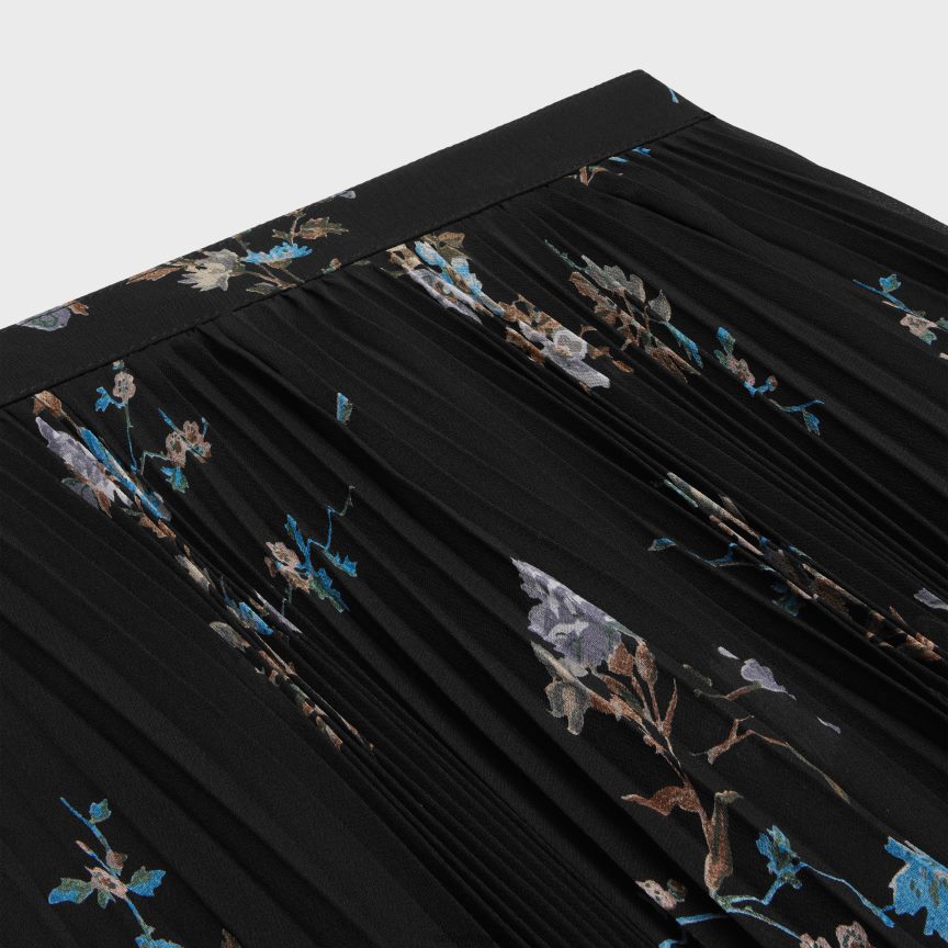 ruházat CELINE szoknya napfényes redőkkel selyemgeorgette-ből noir/bleu nők J6P488808