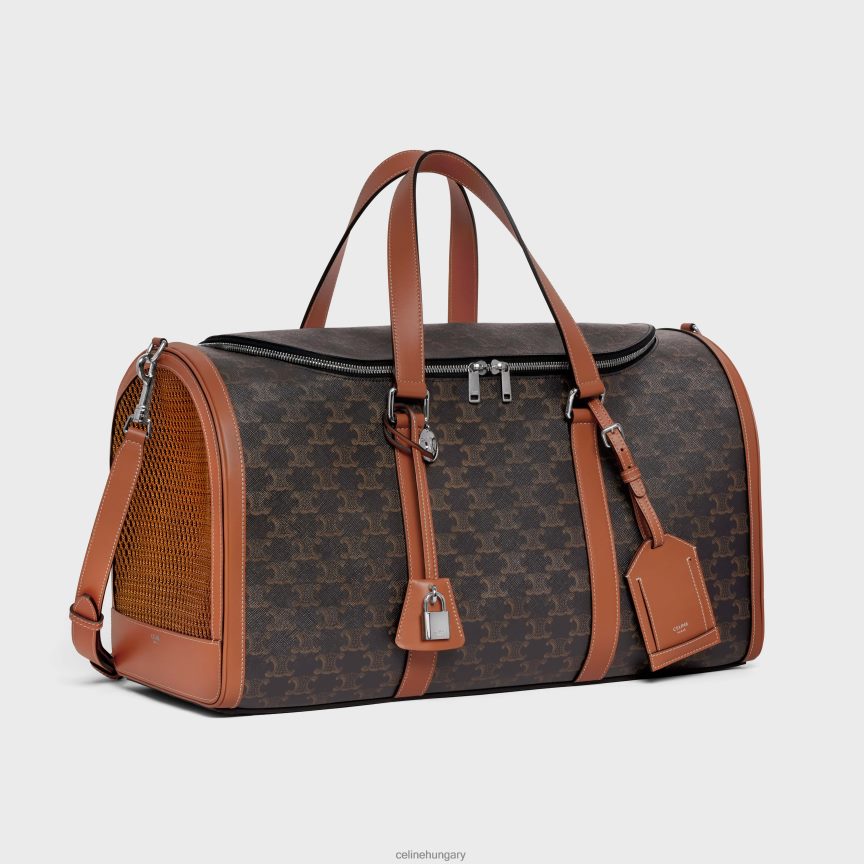 kiegészítők CELINE utazási kutyatáska triomphe vászonból és borjúvászonból Cser férfiak J6P4881700