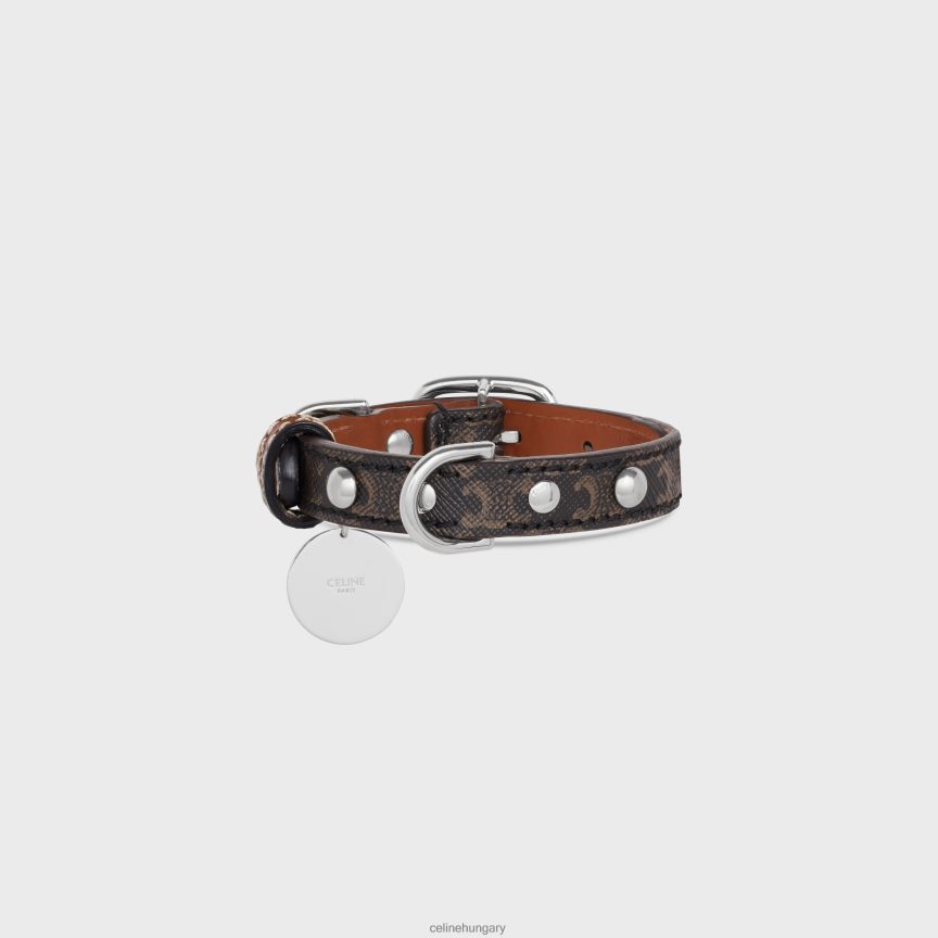 kiegészítők CELINE nano extra vékony nyakörv triumph vászonból és borjúbőrből, szegecsekkel Cser férfiak J6P4881737