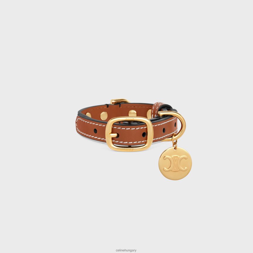 kiegészítők CELINE nano extra vékony nyakörv triumph vászonból és borjúbőrből, szegecsekkel Cser férfiak J6P4881751