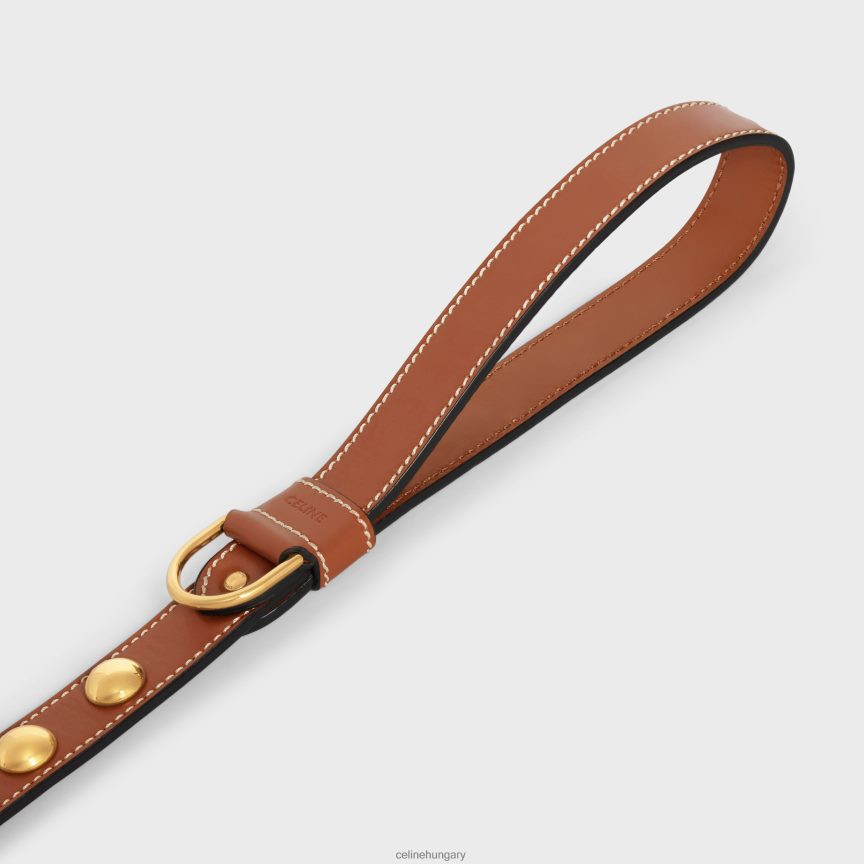 kiegészítők CELINE széles kutyapóráz sima borjúbőrből, szegecsekkel Cser férfiak J6P4881762