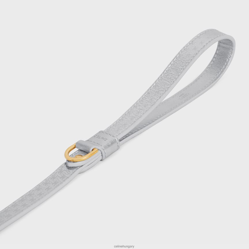 kiegészítők CELINE vékony kutyapóráz laminált borjúbőrből, triumfos dombornyomással ezüst férfiak J6P4881716