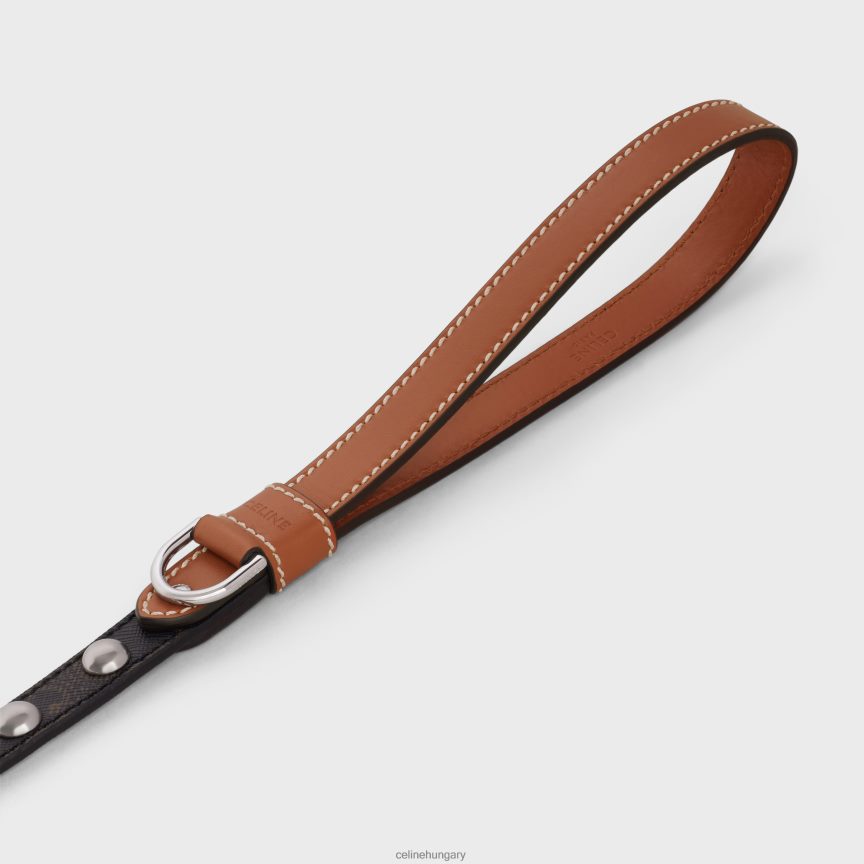 kiegészítők CELINE vékony kutyapóráz triomphe vászonból és borjúbőrből, szegecsekkel Cser férfiak J6P4881740