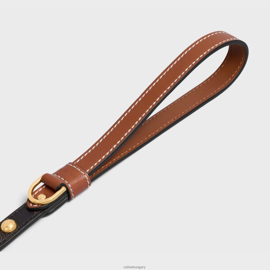 kiegészítők CELINE vékony kutyapóráz triomphe vászonból és borjúbőrből, szegecsekkel Cser férfiak J6P4881754